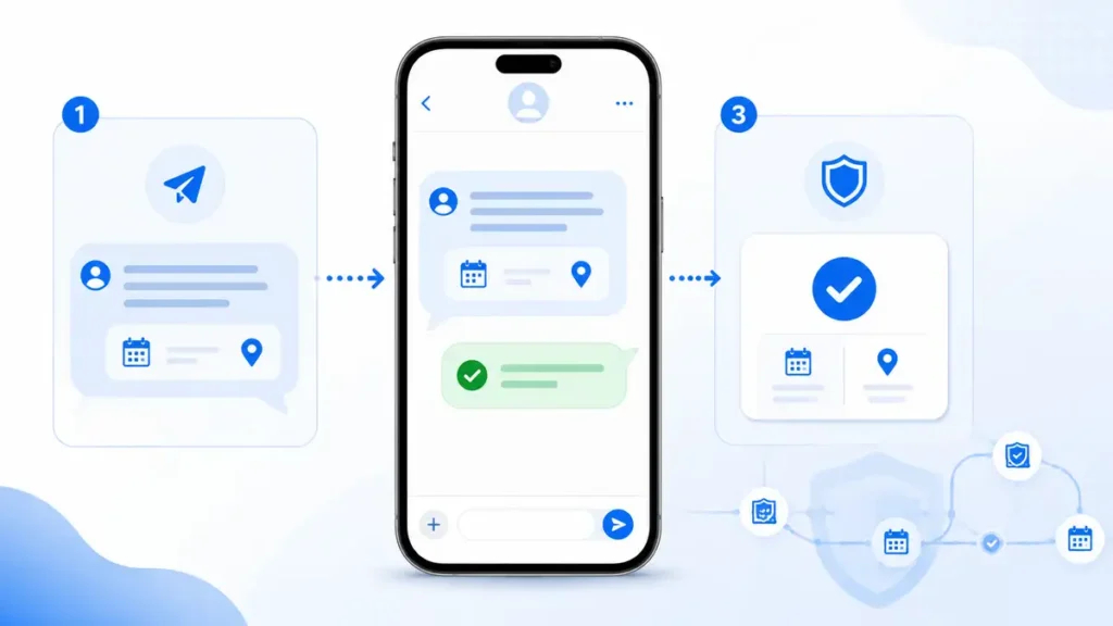 SMS appointment reminder workflow for a service business showing confirmation, calendar visibility, and route protection.