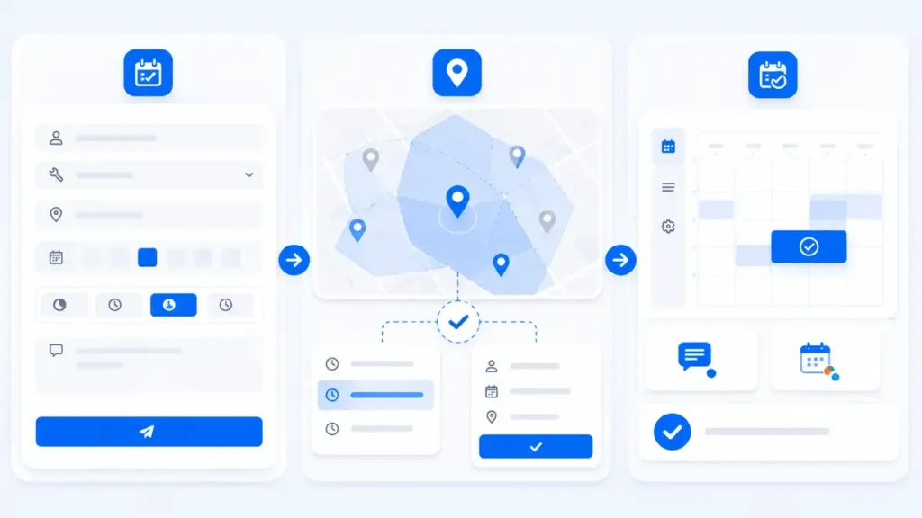 NearbyBooker online booking and route-aware scheduling workflow for local service businesses.